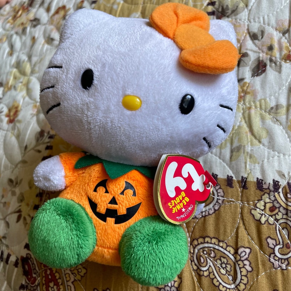 Ty Beanie Babies Hello Kitty Halloween Pumpkin Plush 2012 Sanrio 6 Inch